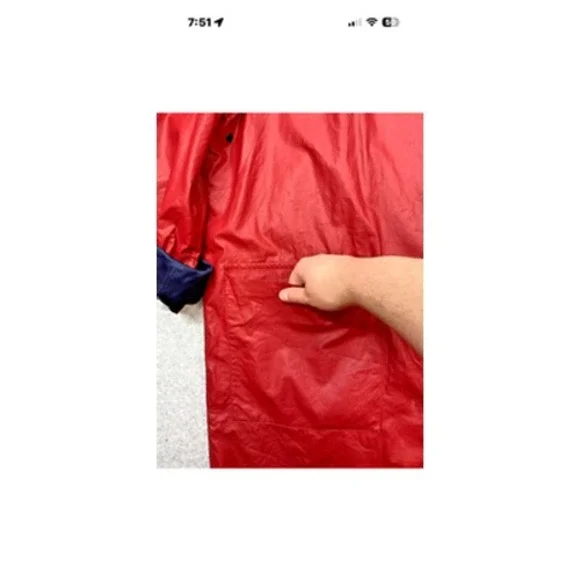 Nautica Jacket Mens 42R Red Snap Front Wool Blend‎ Lined Car Coat Pockets Navy